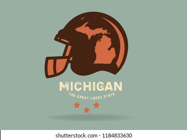 Michigan map with nickname The Great Lakes State, Vector EPS 10