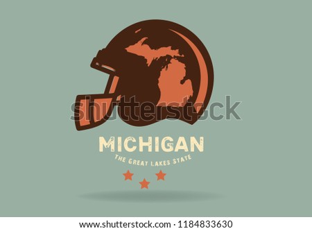 Michigan map with nickname The Great Lakes State, Vector EPS 10