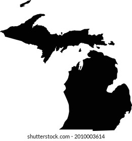 Michigan map on white background. Michigan black state sign. Michigan state symbol. flat style.