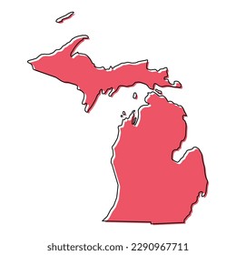 Michigan map shape, united states of america. Flat concept icon symbol vector illustration .