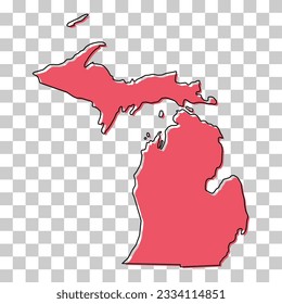 Michigan map shape, united states of america. Flat concept icon symbol vector illustration .