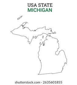 Michigan map of USA state. Michigan map vector illustration. Michigan vector map on white background.