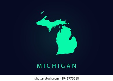Michigan Map - USA, United States of America map, World map vector template with green color gradient isolated on dark background - Vector illustration eps 10
