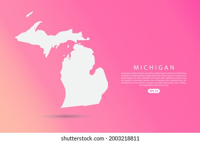 Michigan Map -  USA, United States of America map, World map vector template with 3d white color on Pink gradient background for infographic - Vector illustration eps 10