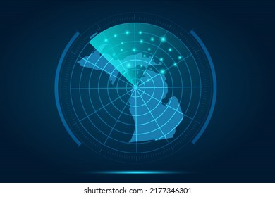 Michigan Map - USA, United States of America Map vector template with futuristic circle radar style HUD, GUI, UI interface isolated on blue background for design - Vector illustration eps 10
