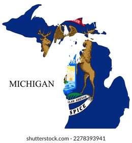 Michigan map vector illustration. Global economy. State in America. North America. United States. America. U.S.A