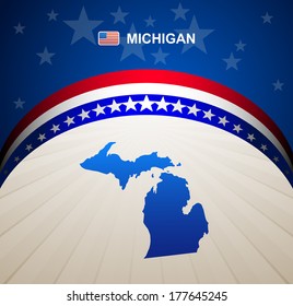 Michigan map vintage vector background