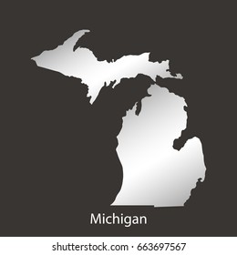 Michigan map,border with chrome,metal shine gradient. Vector illustration