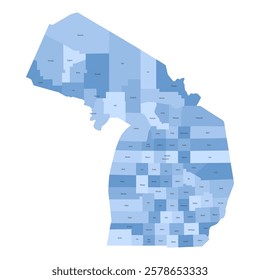 Michigan, MI - detailed political map of US state. Administrative map divided into counties. Blue map with county name labels. Vector illustration