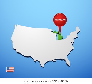 Michigan on USA map
