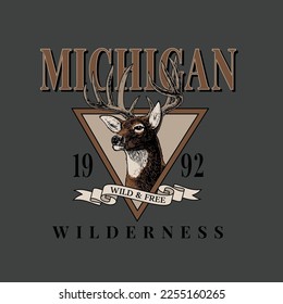 Michigan Outdoor Wildness Varsity Slogan Graphic