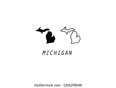 MIchigan outline map state shape USA America borders