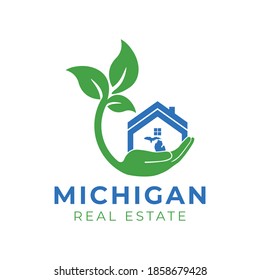 Michigan Real Estate Logo Icon. Natural Michigan real estate logo