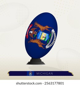 Michigan Rugby Ball on Rugby Kicking Tees with Modern Design. Illustration perfect for sports, national pride, and rugby-related projects.