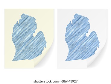 Michigan scribble map on a white background.
