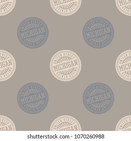 Michigan seamless pattern. Seamless badge pattern, backdrop for your design.