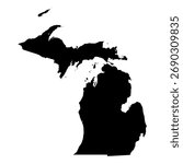 Michigan silhouette map. Michigan USA map vector. Michigan map on white background
