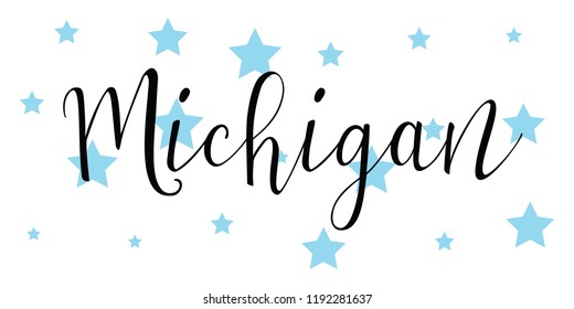 Michigan. State of America. Text design. Vector illustration.