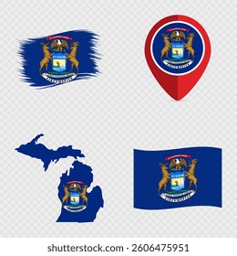 Michigan State Flag Icon Set.