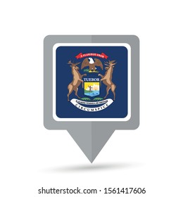 Michigan state flag map icon. Vector illustration.
