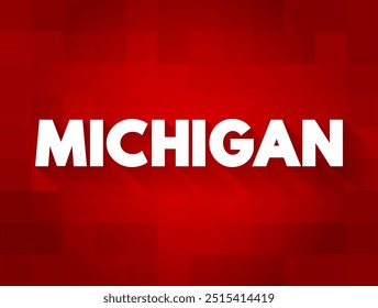 Michigan ist ein Bundesstaat in der Region der Großen Seen der Region Upper Midwest der Vereinigten Staaten, Textkonzept Hintergrund