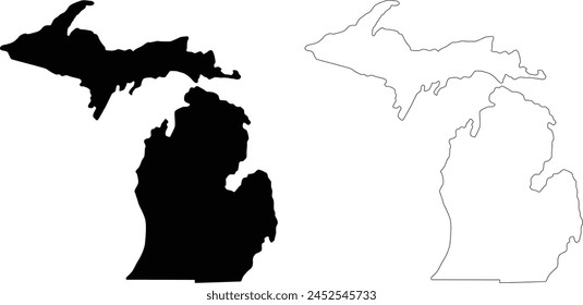 Michigan state map contour silhouette outline vector