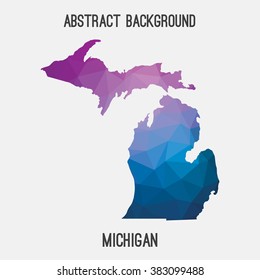 Michigan state map in geometric polygonal style.Abstract tessellation,modern design background. Vector illustration EPS8