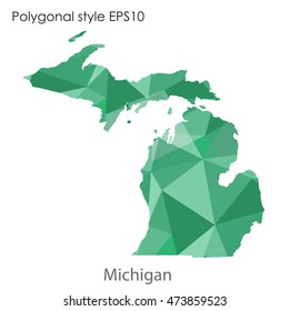Michigan state map in geometric polygonal,mosaic style.Abstract gems triangle,modern design background. Vector illustration EPS10
