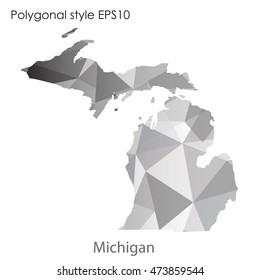 Michigan state map in geometric polygonal,mosaic style.Abstract gems triangle,modern design background. Vector illustration EPS10