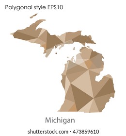 Michigan state map in geometric polygonal,mosaic style.Abstract gems triangle,modern design background. Vector illustration EPS10