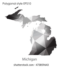Michigan state map in geometric polygonal,mosaic style.Abstract gems triangle,modern design background. Vector illustration EPS10