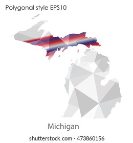 Michigan state map in geometric polygonal,mosaic style.Abstract gems triangle,modern design background. Vector illustration EPS10