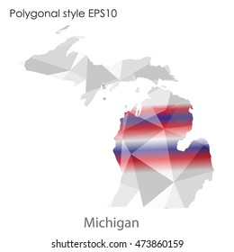 Michigan state map in geometric polygonal,mosaic style.Abstract gems triangle,modern design background. Vector illustration EPS10