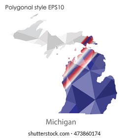 Michigan state map in geometric polygonal,mosaic style.Abstract gems triangle,modern design background. Vector illustration EPS10