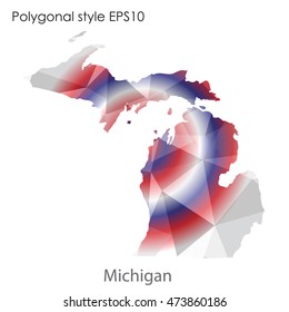 Michigan state map in geometric polygonal,mosaic style.Abstract gems triangle,modern design background. Vector illustration EPS10
