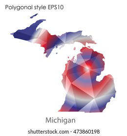 Michigan state map in geometric polygonal,mosaic style.Abstract gems triangle,modern design background. Vector illustration EPS10