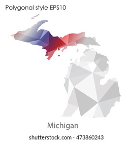 Michigan state map in geometric polygonal,mosaic style.Abstract gems triangle,modern design background. Vector illustration EPS10