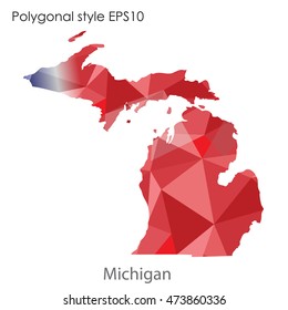 Michigan state map in geometric polygonal,mosaic style.Abstract gems triangle,modern design background. Vector illustration EPS10