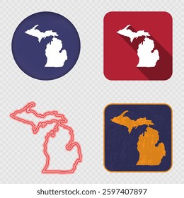 Michigan State Map Icons Collection
