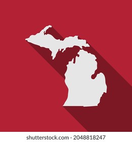 Michigan state map with long shadow