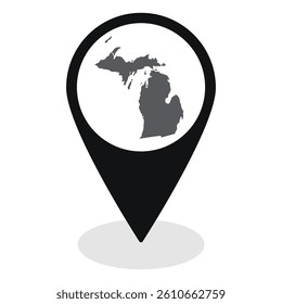 Michigan state map. Map of Michigan state on map pinpoint in black color