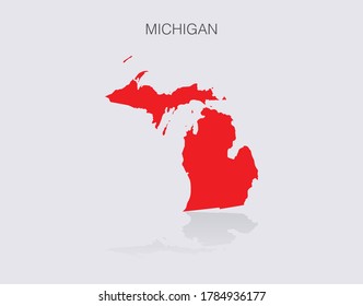 Michigan State Map Outline isolated for infographics and news media. Republican red for political elections in the United States of America.