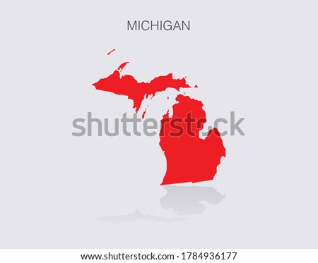 Michigan State Map Outline isolated for infographics and news media. Republican red for political elections in the United States of America.