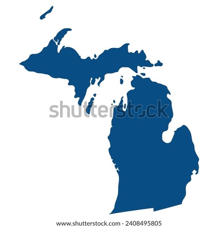 Michigan state map. Map of the U.S. state of Michigan.