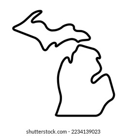 Michigan state of United States of America, USA. Simplified thick black outline map with rounded corners. Simple flat vector illustration