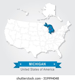 Michigan state. USA administrative map.