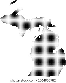 Michigan state of USA map dots vector outline illustration background. Dotted map of Michigan state of United States of America. Creative pixel art map with highly detailed border 