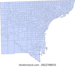 Michigan State Wayne County vector Census Tract polygon based on Tiger 2020 Census Data