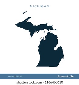Michigan - States of US Map Icon Vector Template Illustration Design. Vector EPS 10.