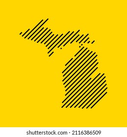 Michigan tech digital logo vector icon. Michigan map outline.